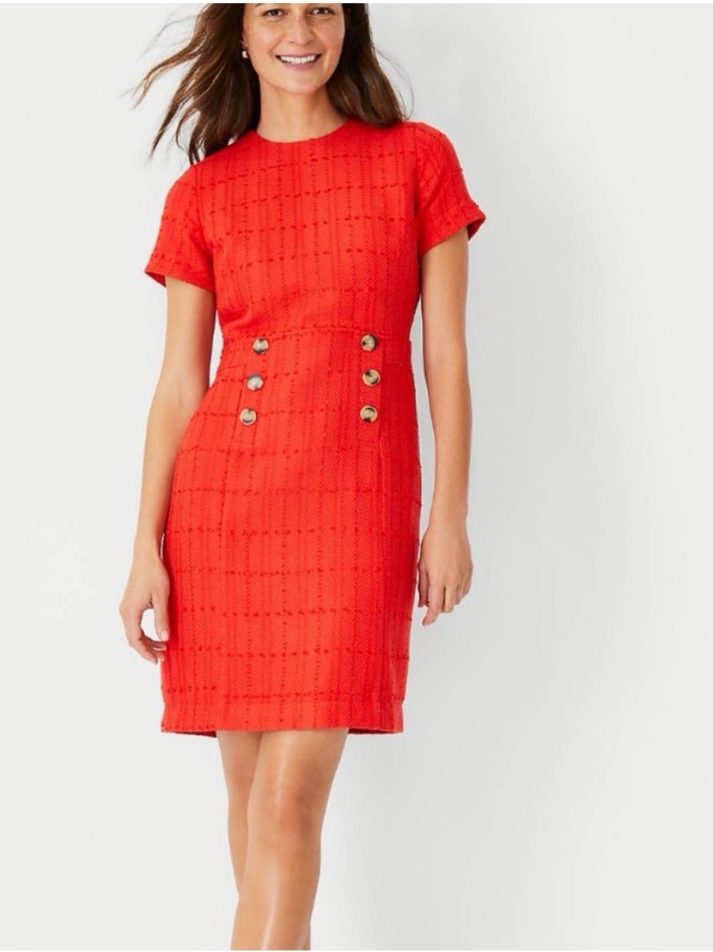 Ann Taylor Tweed Button Trim Shift Dress NWT sz 12